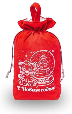 Новогодний подарок Мешочек Красный с ручкой 1000 гр.